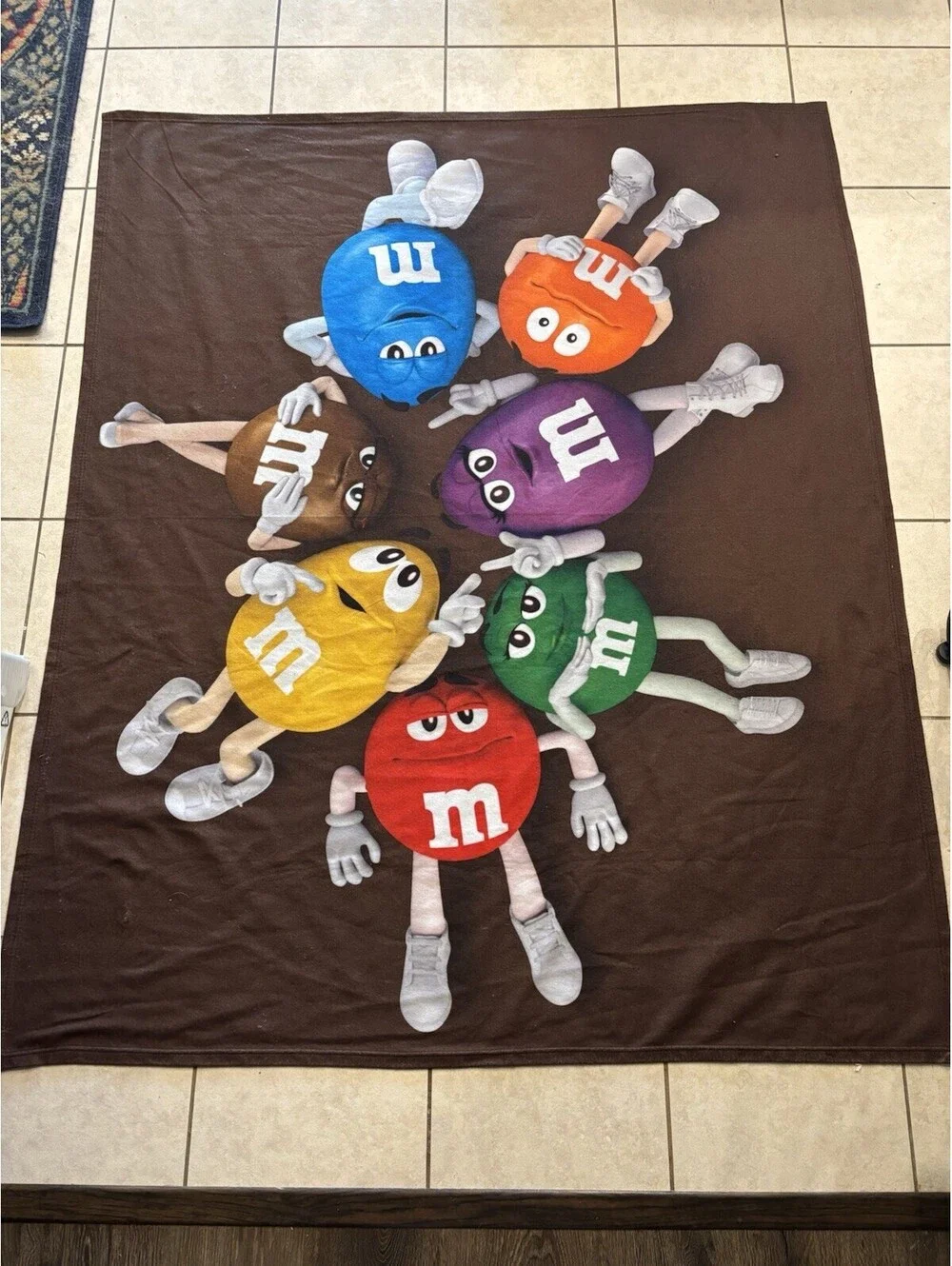 M&M’s Character Throw Blanket Colorful Candy Mascots Brown Polyester 50x60